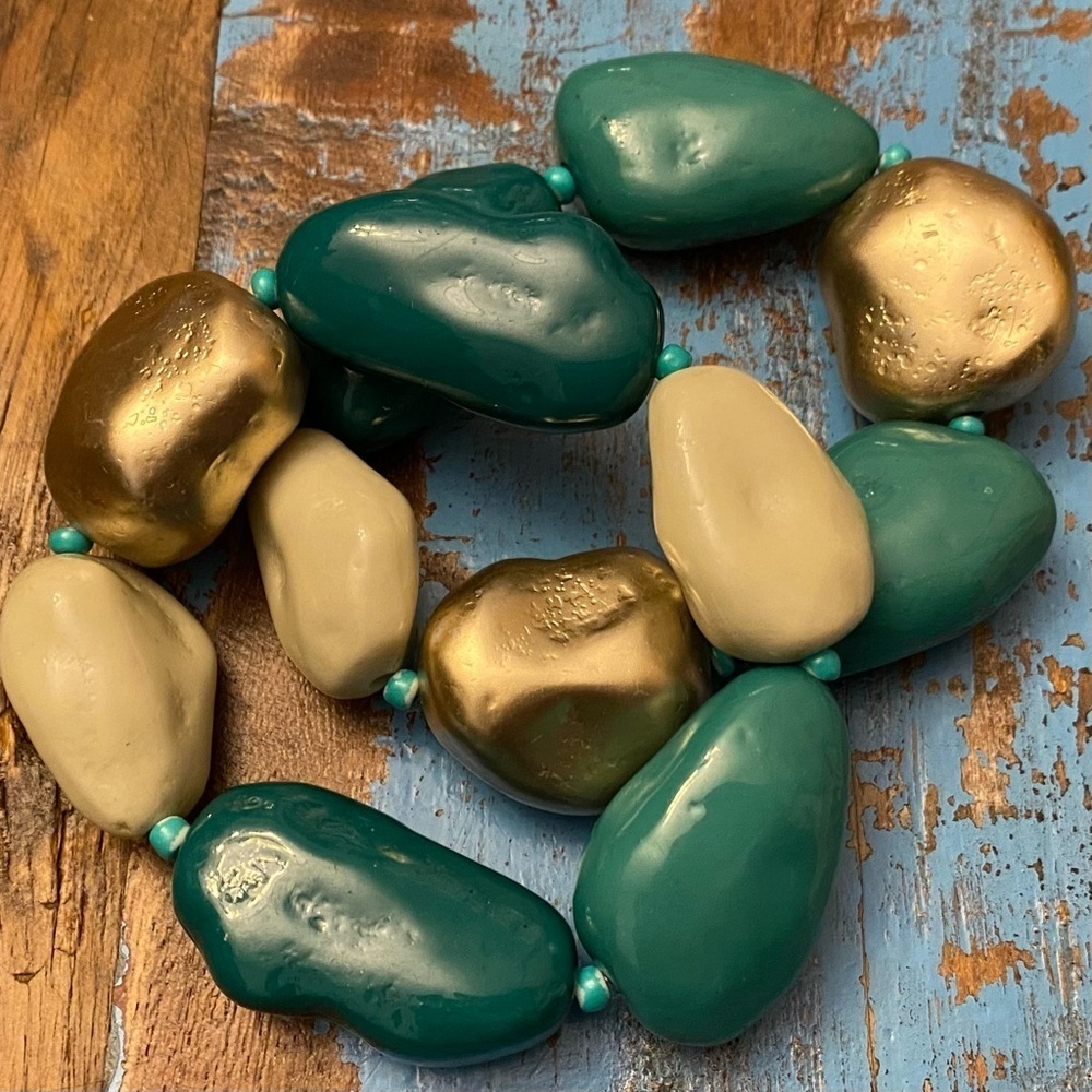 nOir Chunky Stone Bracelets